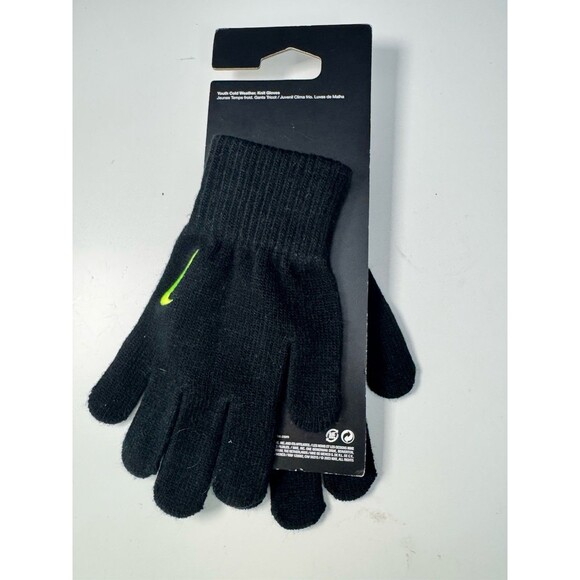 Nike Unisex Youth Knit Winter Gloves Black Cold weather New S/M - Picture 2 of 4